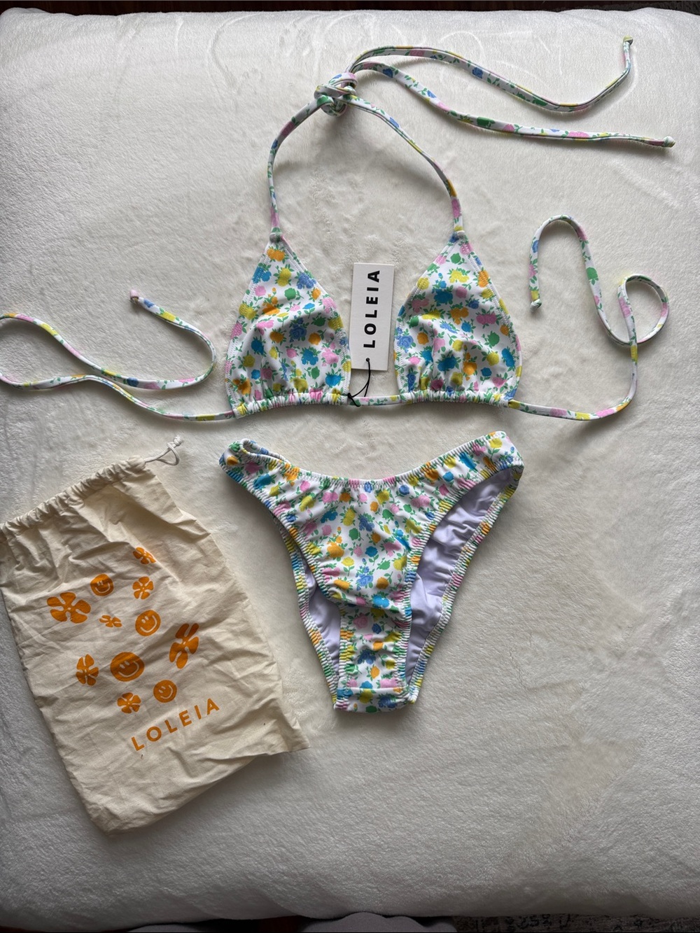 Loleia Girls' White Multi Floral Bikini Set